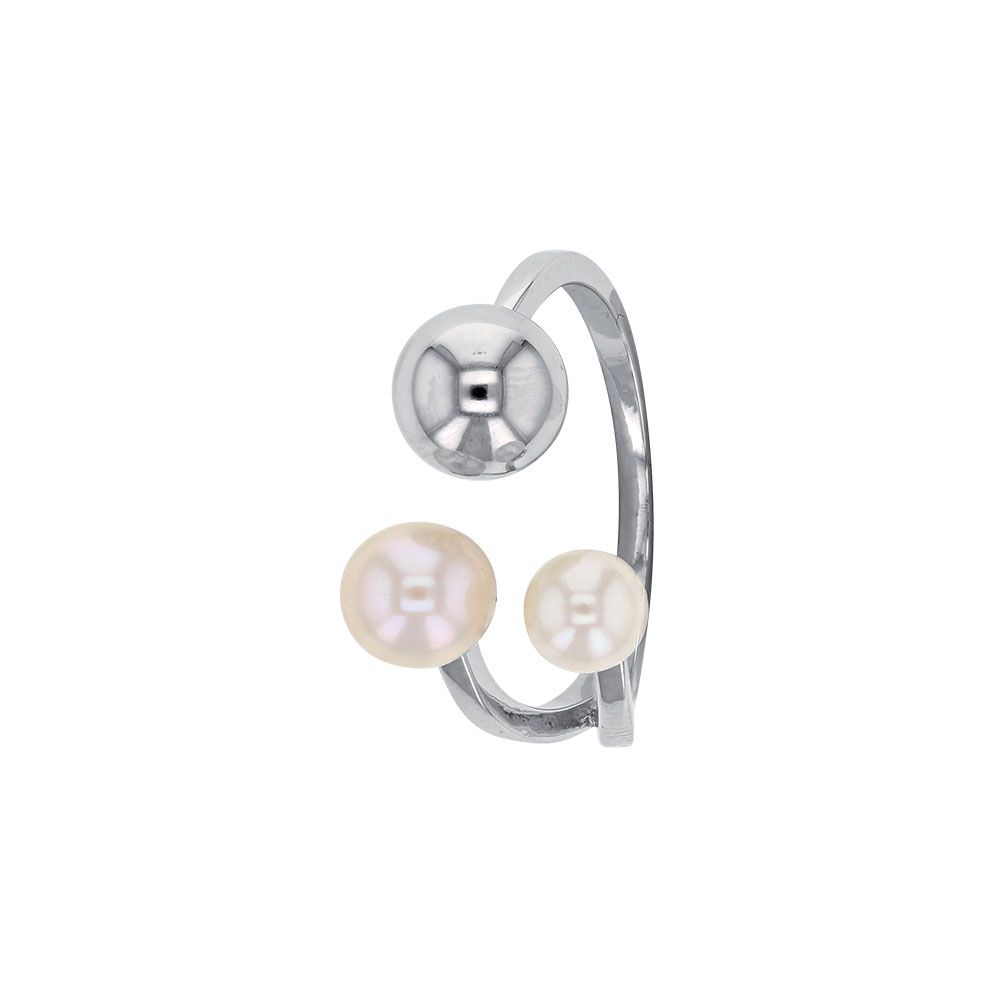 bague perles eau douce et boule argente argent rhodie lvl