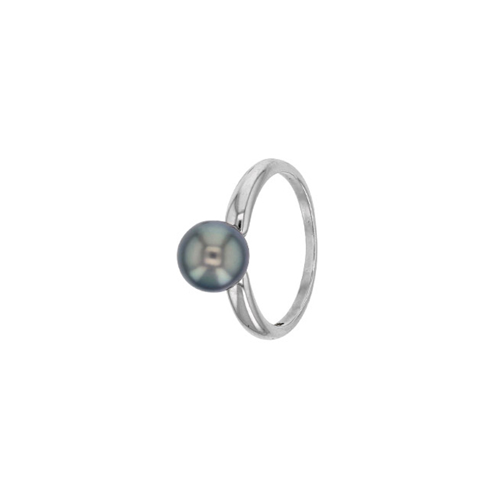 bague perle de tahiti ronde argent rhodie lvl