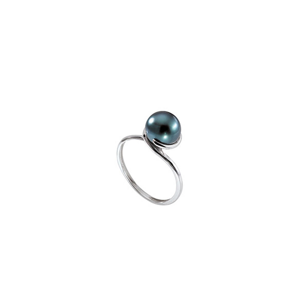 bague perle de tahiti ronde argent rhodie lvl