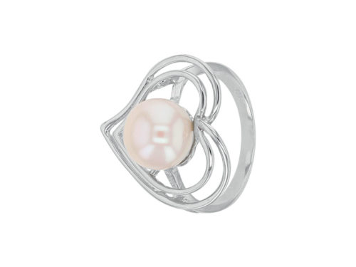 bague perle eau douce coeurs argent rhodie lvl