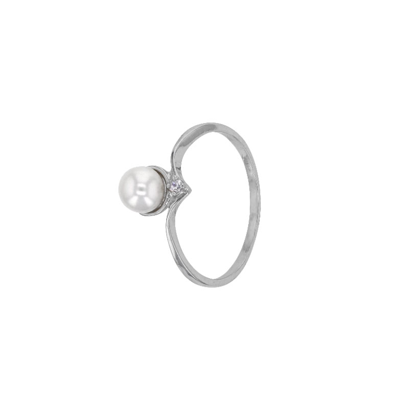 bague perle eau douce et oxyde de zirconium argent rhodie lvl