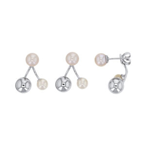 boucles oreilles perles eau douce boule argente lvl