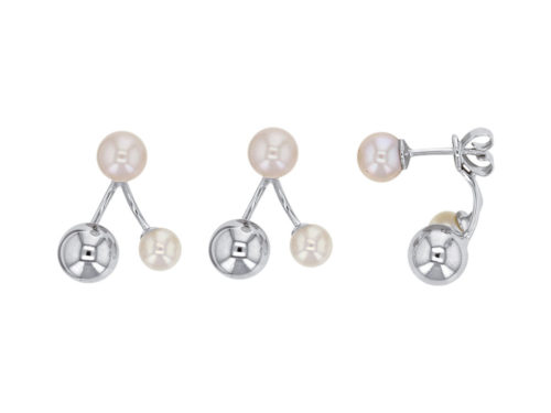 boucles oreilles perles eau douce boule argente lvl