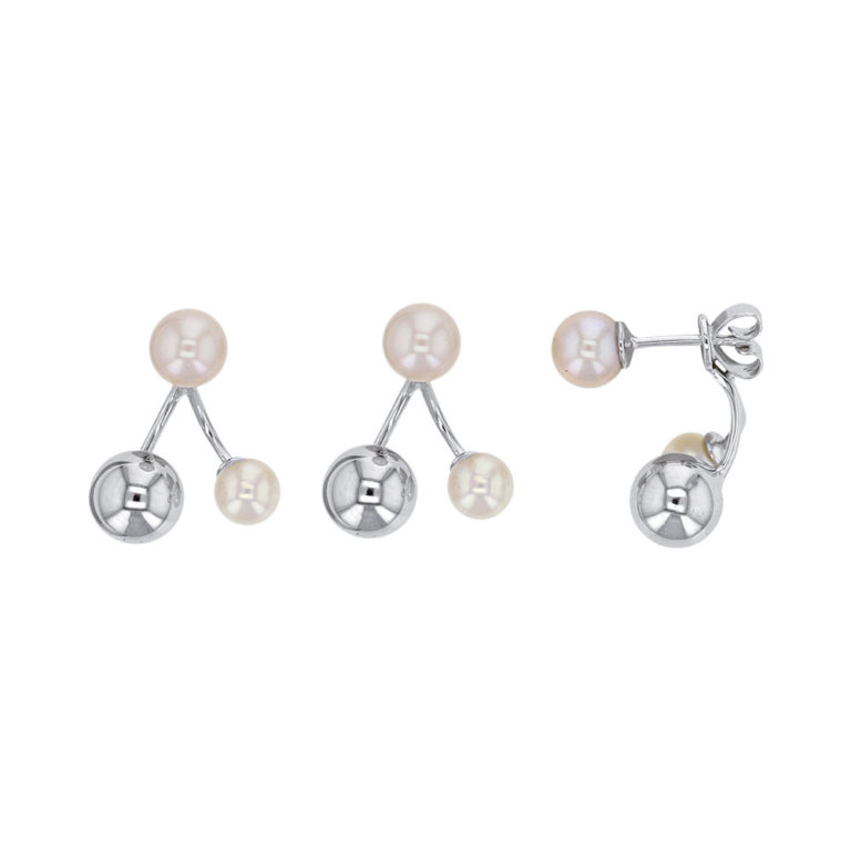 boucles oreilles perles eau douce boule argente lvl