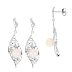 boucles oreilles arabesque et perles eau douce lvl