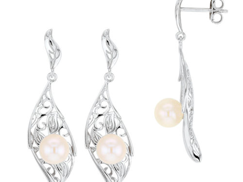 boucles oreilles arabesque et perles eau douce lvl
