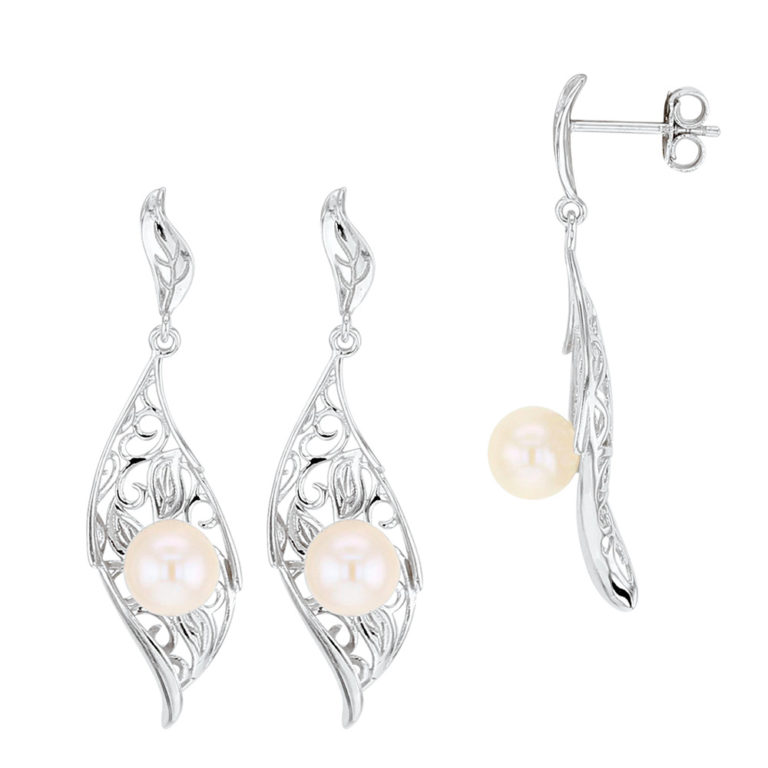 boucles oreilles arabesque et perles eau douce lvl