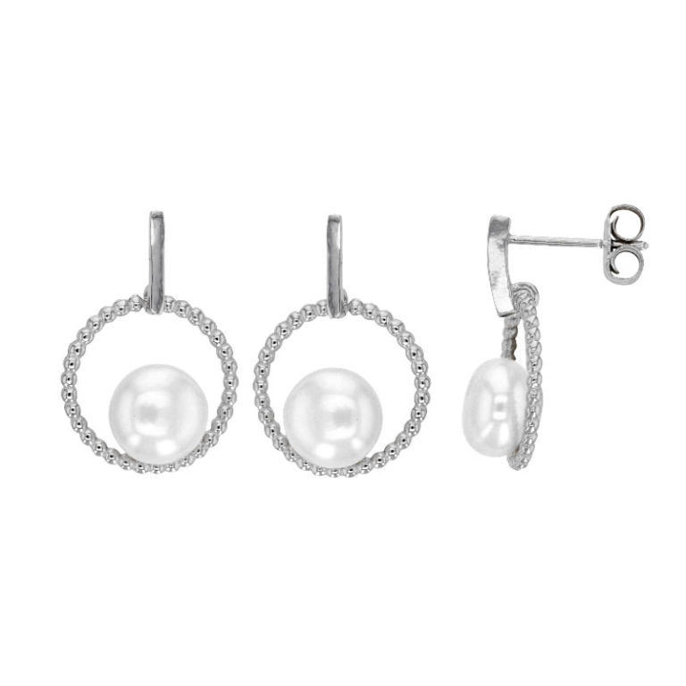 boucles oreilles eau douce cercle argent rhodie lvl