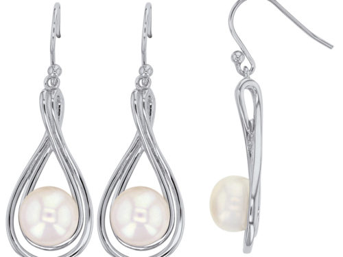 boucles oreilles goutte à armature torsadee perle eau douce lvl