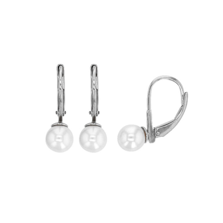 boucles oreilles perle eau douce dormeuses argent rhodie lvl