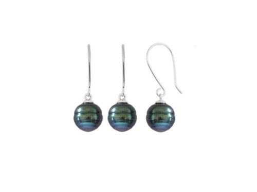 boucles oreilles perles de tahiti cerclees argent rhodie lvl