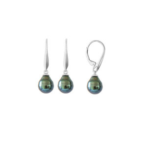 boucles oreilles perles de tahiti cerclees argent rhodie lvl