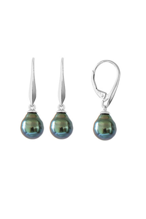 boucles oreilles perles de tahiti cerclees argent rhodie lvl