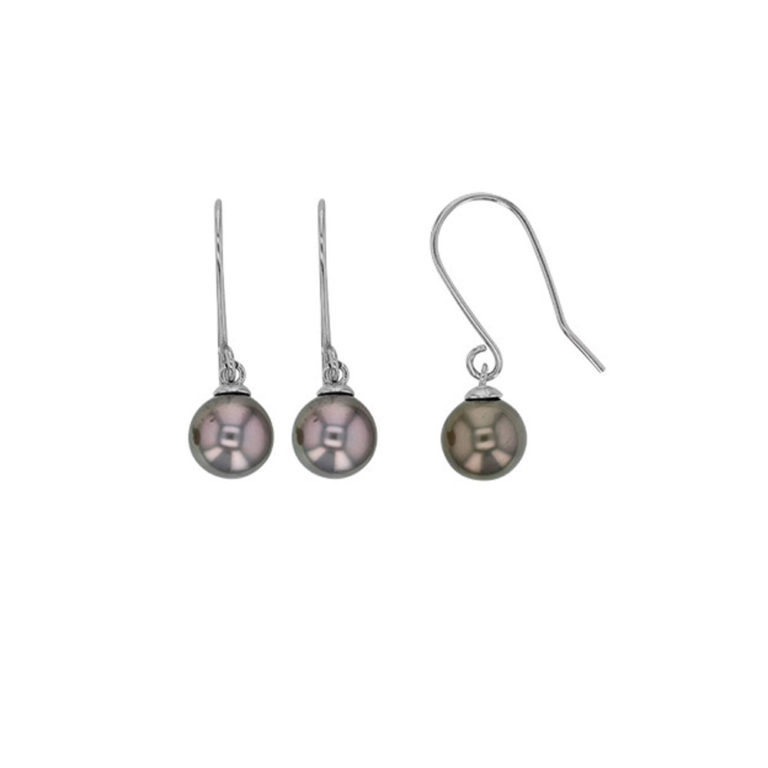 boucles oreilles perles de tahiti rondes argent rhodie lvl
