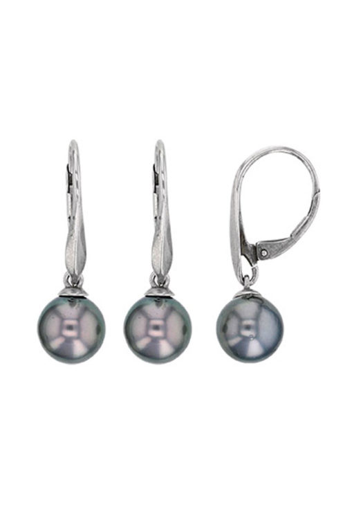 boucles oreilles perles de tahiti rondes argent rhodie lvl