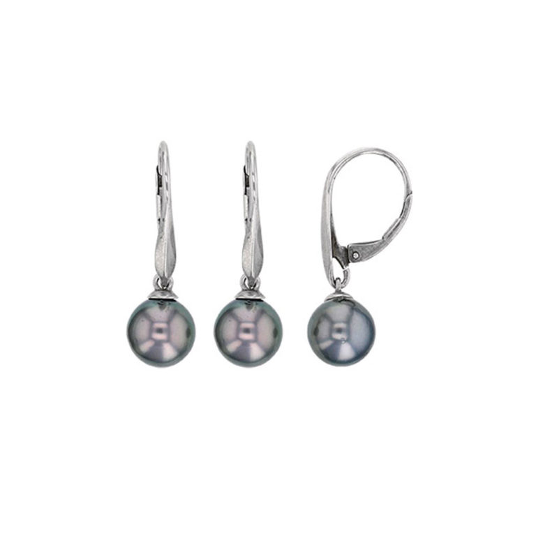 boucles oreilles perles de tahiti rondes argent rhodie lvl