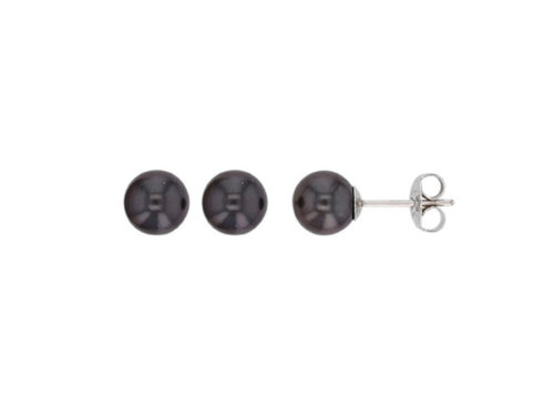 boucles oreilles perles de tahiti rondes puces argent rhodie lvl