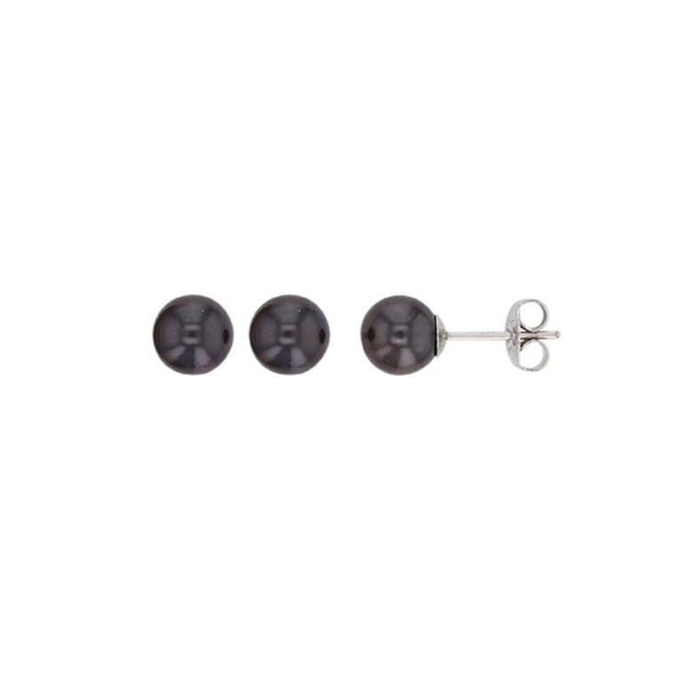 boucles oreilles perles de tahiti rondes puces argent rhodie lvl