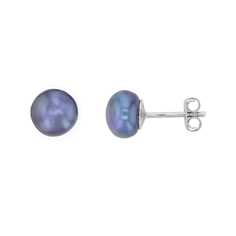 boucles oreilles puces perles eau douce bleues irisees lvl