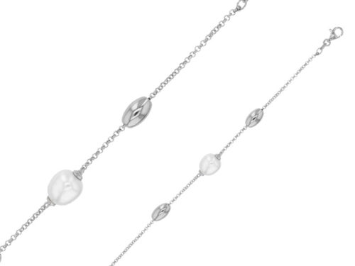 bracelet ovales et perle eau douce argent rhodie lvl