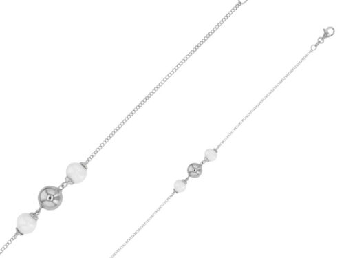 bracelet boule et perles eau douce argent rhodie lvl