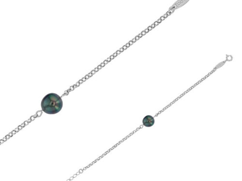 bracelet perle de tahiti baroque cerclee argent rhodie lvl