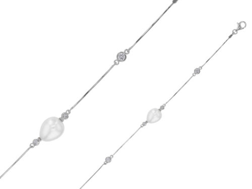 bracelet perle eau douce et oxyde de zirconium argent rhodie lvl
