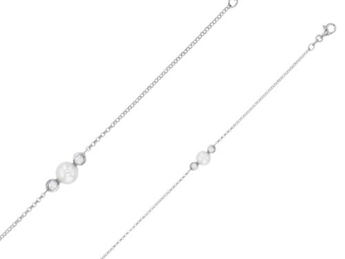 bracelet perle eau douce et oxyde de zirconium serti clos argent rhodie lvl