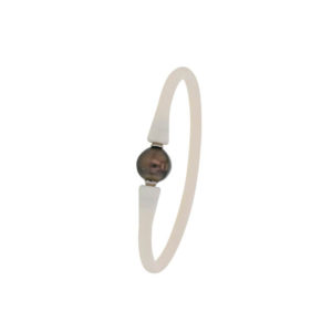 bracelet silicone blanc et acier perle de tahiti baroque cerclee lvl BL