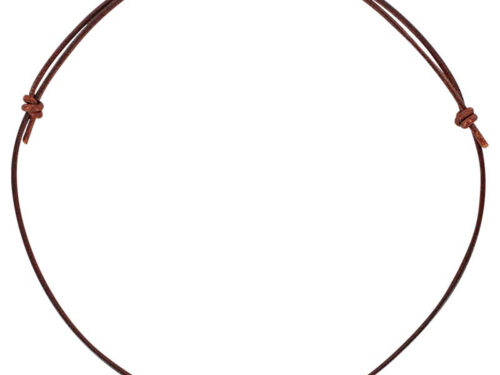collier cordon cuir marron perle de tahiti cerclee ajustable lvl M