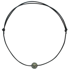 collier cordon cuir noir perle de tahiti gravee ajustable lvl