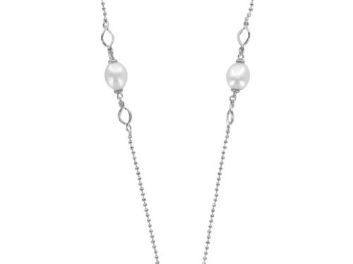 collier perle eau douce boules argent rhodie lvl