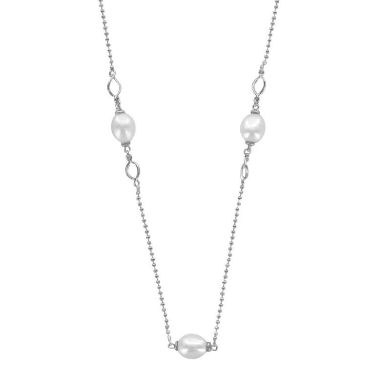 collier perle eau douce boules argent rhodie lvl