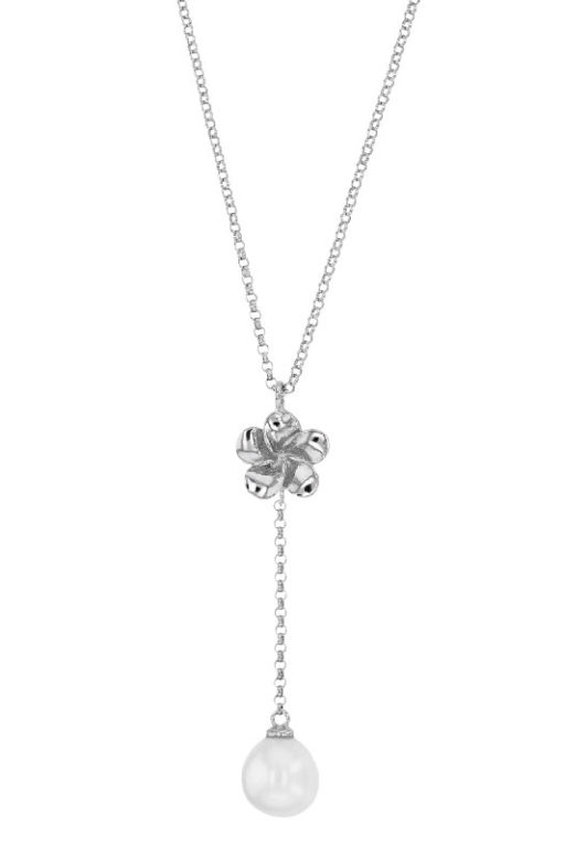 collier perle eau douce fleur argent rhodie lvl