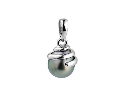 pendentif perle de tahiti poire baroque beliere spirale argent rhodie lvl