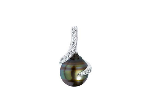 pendentif perle de tahiti poire baroque beliere spirale empierree argent rhodie lvl