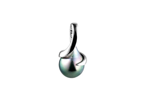 pendentif perle de tahiti poire baroque beliere volute argent rhodie lvl
