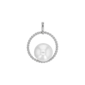 pendentif perle eau douce cercle argent rhodie lvl