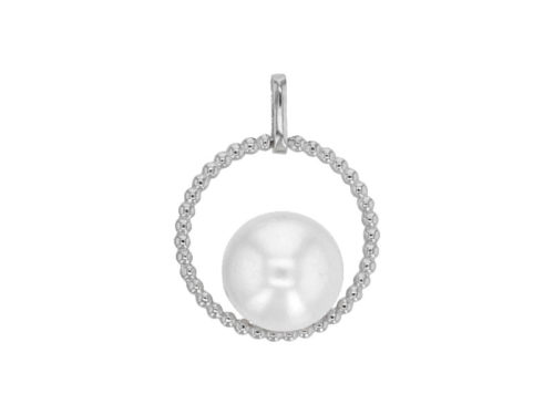 pendentif perle eau douce cercle argent rhodie lvl