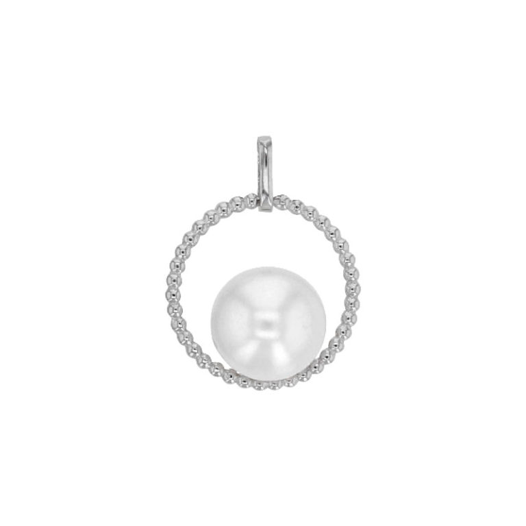 pendentif perle eau douce cercle argent rhodie lvl