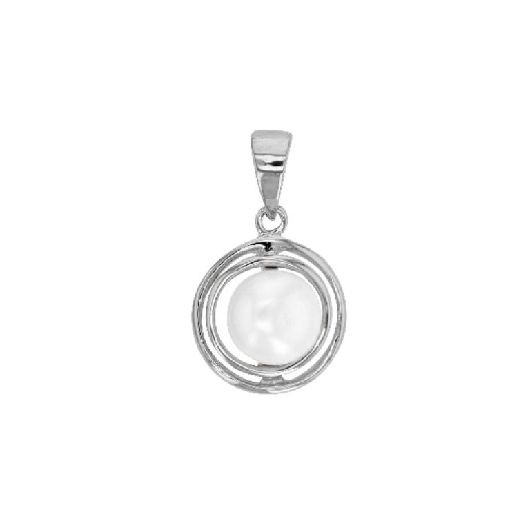 pendentif perle eau douce encerclee argent rhodie lvl