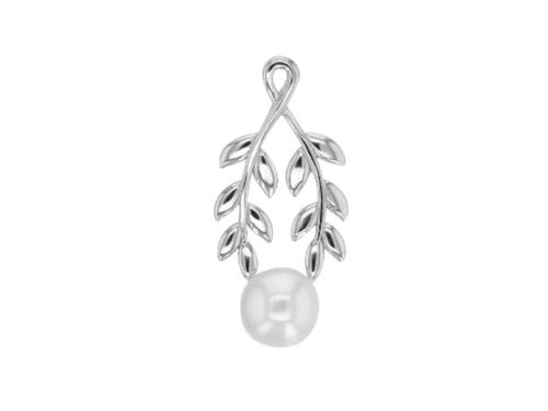 pendentif perle eau douce feuilles argent rhodie lvl