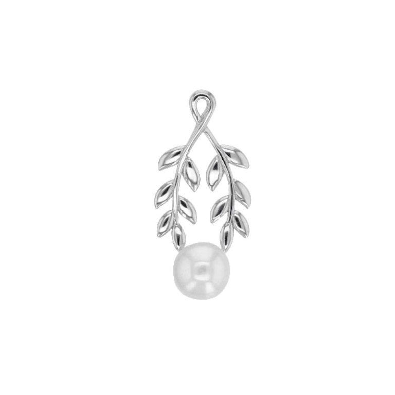 pendentif perle eau douce feuilles argent rhodie lvl