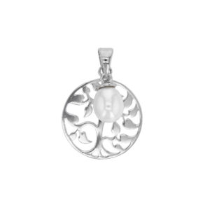 pendentif perle eau douce rond arbre de vie ajoure argent rhodie lvl