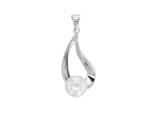 pendentif perle eau douce volute argent rhodie lvl