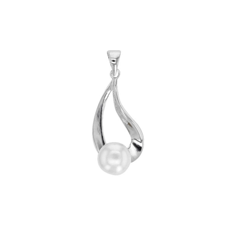 pendentif perle eau douce volute argent rhodie lvl