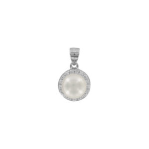 pendentif rond perle eau douce et oxydes de zirconium lvl