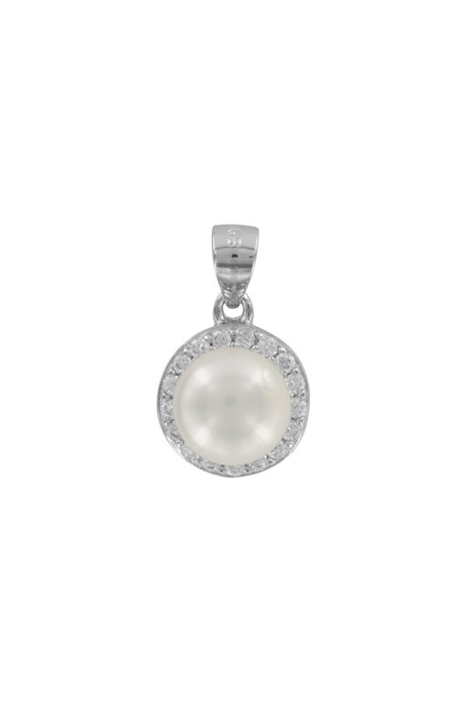 pendentif rond perle eau douce et oxydes de zirconium lvl